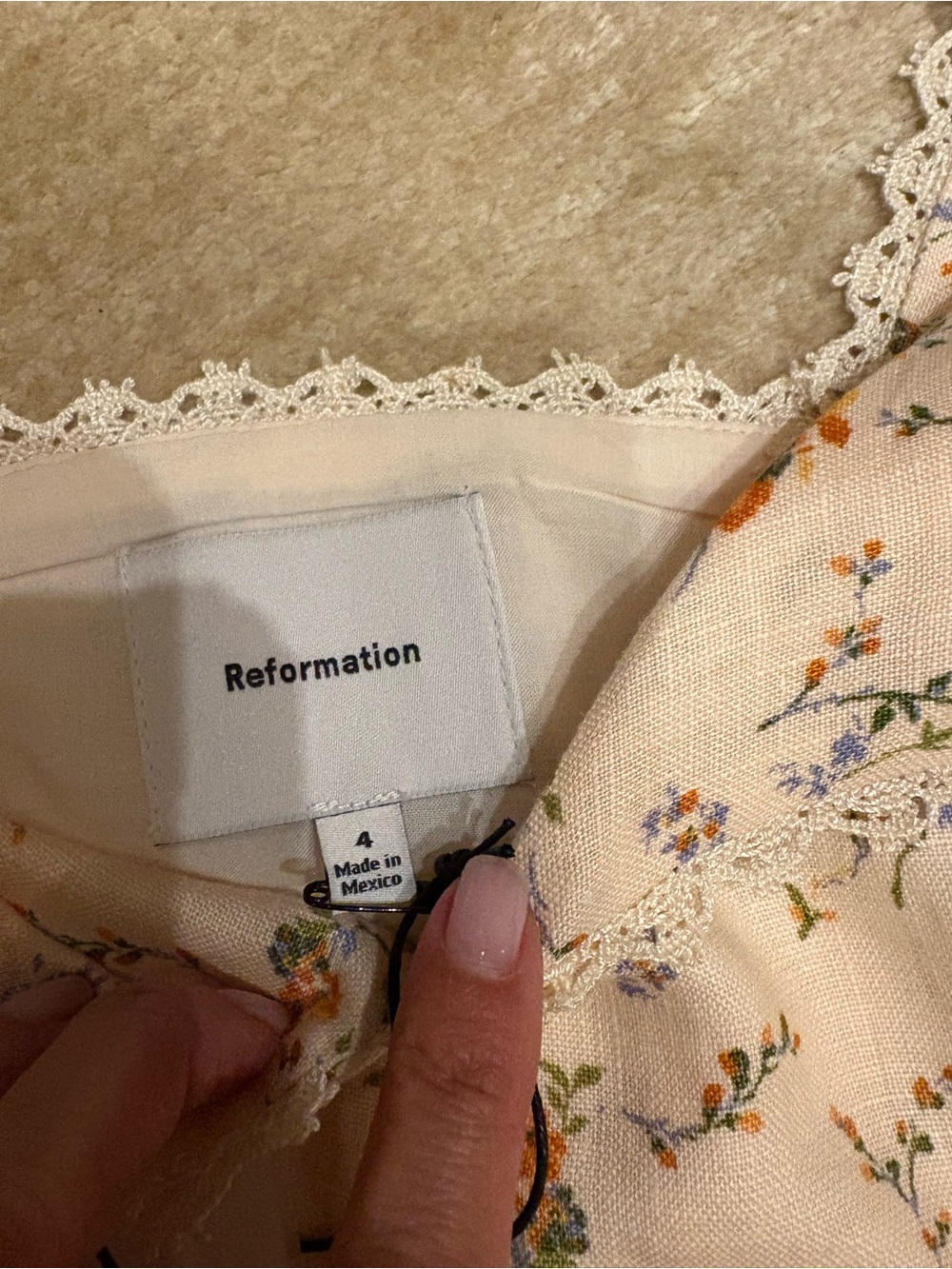 Reformation Cream Floral Lace-Trim Camisole - Retail $168 - Picture 6 of 8
